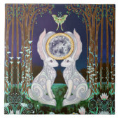 Lunar Hares Keramik Tile Fliese (Vorderseite)