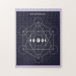 Lunar Harmony Monochrome Art Jigsaw Puzzle