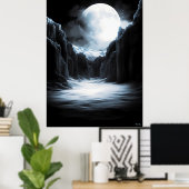 Lunar Ice Canyon - einfarbige Mondlandschaft Poster (Heimbüro)