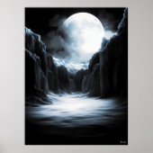 Lunar Ice Canyon - einfarbige Mondlandschaft Poster (Vorne)
