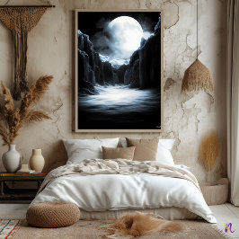Lunar Ice Canyon - einfarbige Mondlandschaft Poster