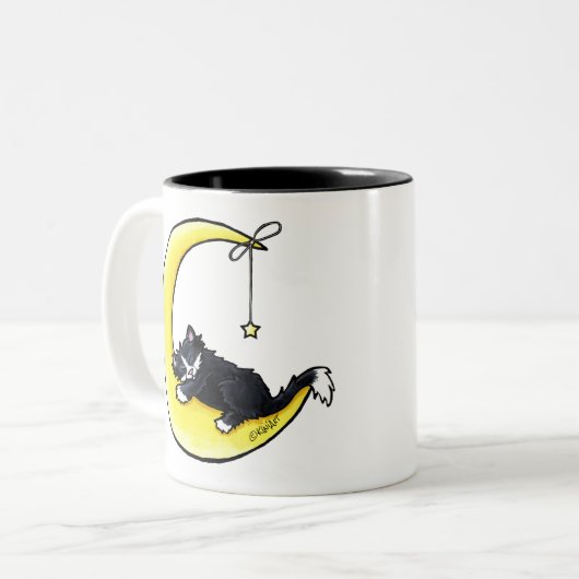 Lunar Liebe Tuxedo Cat Zwei-Tonen-Kaffee-Tasse Zweifarbige Tasse (Vorderseite Links)