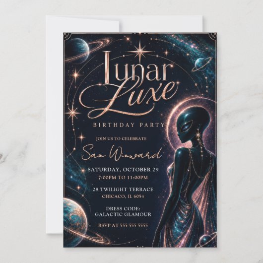 Lunar Luxe 21. Geburtstagsfeier Einladung (Vorderseite)
