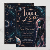 Lunar Luxe 21. Geburtstagsfeier Einladung (Vorne/Hinten)