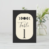 Lunar Luxe Black & Cream Moon Phase Wedding Einladung (Stehend Vorderseite)