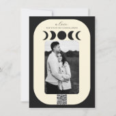 Lunar Luxe Black & Cream Moon Phase Wedding Einladung (Rückseite)