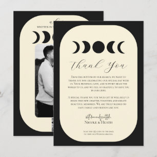 Lunar Luxe Black & Cream Moon Phase Wedding Einladung