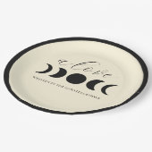 Lunar Luxe Black & Cream Moon Phase Wedding Pappteller (Schrägansicht)