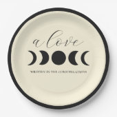 Lunar Luxe Black & Cream Moon Phase Wedding Pappteller (Vorderseite)