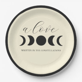 Lunar Luxe Black & Cream Moon Phase Wedding Pappteller