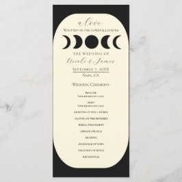 Lunar Luxe Black Cream Moon Phase Wedding Program Menükarte