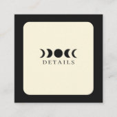 Lunar Luxe Black & Cream Moon Phase Wedding Quadratische Visitenkarte (Vorderseite)