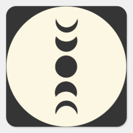 Lunar Luxe Black & Cream Moon Phase Wedding Quadratischer Aufkleber