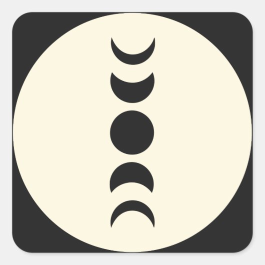 Lunar Luxe Black & Cream Moon Phase Wedding Quadratischer Aufkleber (Vorderseite)