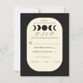 Lunar Luxe Black & Cream Moon Phase Wedding RSVP Einladung (Vorderseite)