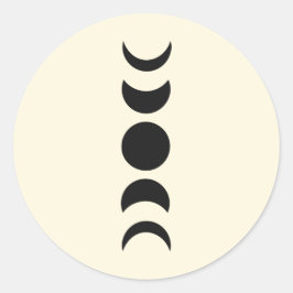 Lunar Luxe Black & Cream Moon Phase Wedding Runder Aufkleber