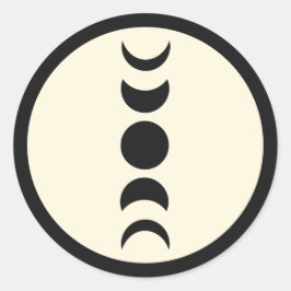 Lunar Luxe Black & Cream Moon Phase Wedding Runder Aufkleber