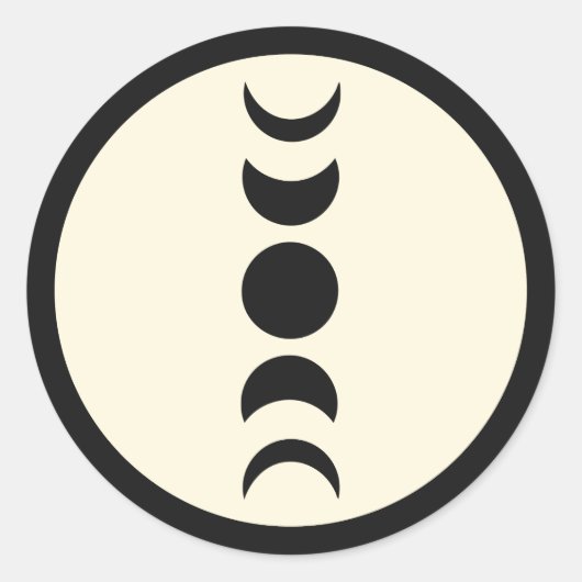 Lunar Luxe Black & Cream Moon Phase Wedding Runder Aufkleber (Vorderseite)