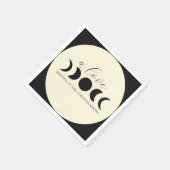 Lunar Luxe Black & Cream Moon Phase Wedding Serviette (Ecke)