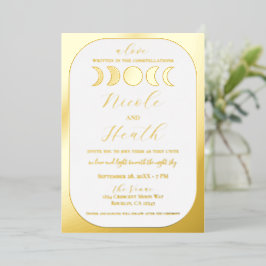 Lunar Luxe Real Gold Foil Moon Phase Hochzeit Folieneinladung