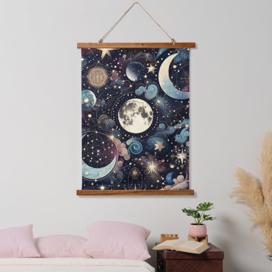 Lunar Magic Wandteppich Mit Holzrahmen (Schlafzimmer)