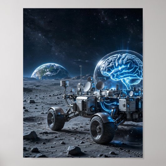 Lunar Mind — Mond Rover AI Computer Poster (Vorne)