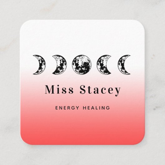 Lunar Moon Phase Energy Healer Spirituell Red Ombr Quadratische Visitenkarte (Vorderseite)