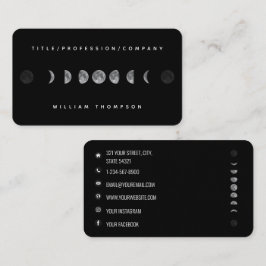 Lunar Moon Phases Celestial Social Media Icons Visitenkarte
