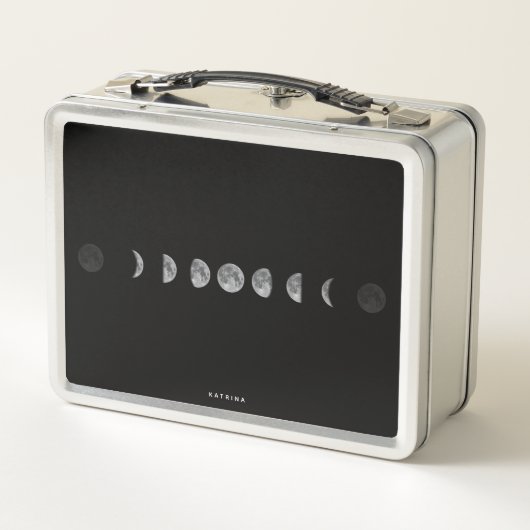 Lunar Moon Phases Celestized Customized Name Metall Brotdose (Rückseite)