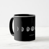 Lunar Moon Phases Celestized Customized Name Tasse (Vorderseite Links)