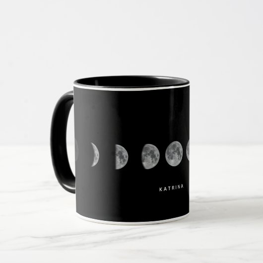 Lunar Moon Phases Celestized Customized Name Tasse (Vorderseite Links)