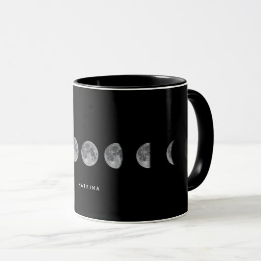 Lunar Moon Phases Celestized Customized Name Tasse (VorderseiteRechts)