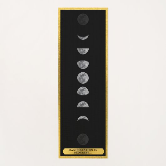 Lunar Moon Phases Studio Black Gold Instructor Yogamatte (Vorderseite)