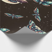Lunar Moths Full Moon Black Wallpaper Geschenkpapier (Ecke)