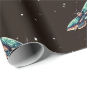 Lunar Moths Full Moon Black Wallpaper Geschenkpapier (Rolleneckpunkt)