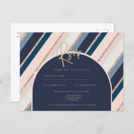 Lunar Navy Blue Blush Pink Rose Gold Hochzeit Postkarte