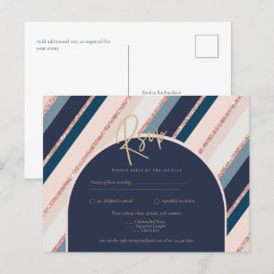 Lunar Navy Blue Blush Pink Rose Gold Hochzeit Postkarte