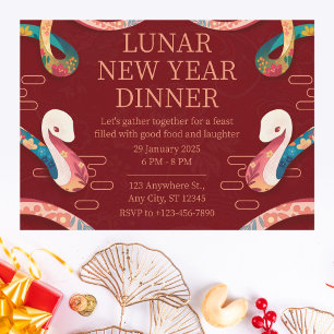 Lunar New Year Dinner mit künstlerischer Schlange  Einladung