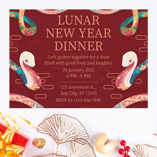 Lunar New Year Dinner mit künstlerischer Schlange  Einladung