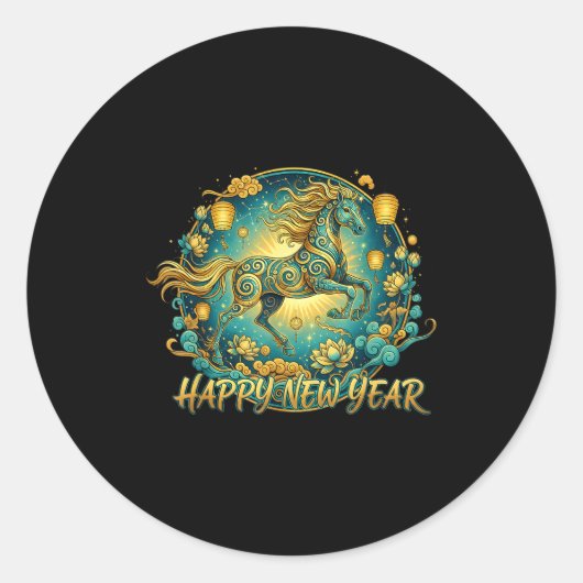 Lunar New Year Happy Chinese New Year Of The Horse Runder Aufkleber (Vorderseite)
