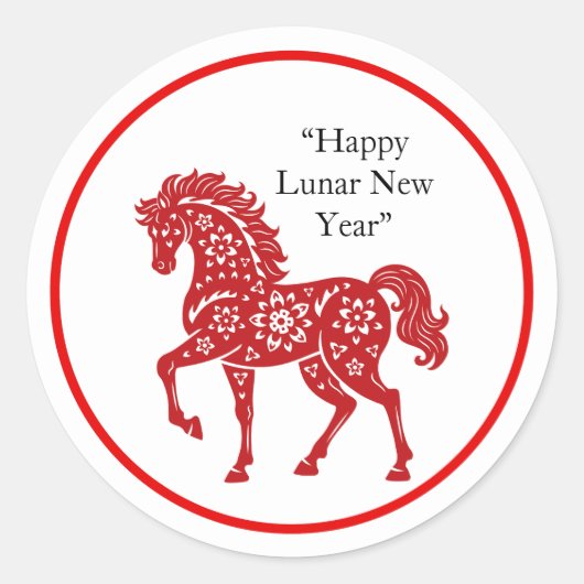 Lunar New Year Horse Sticker Pack Red Floral (Vorderseite)
