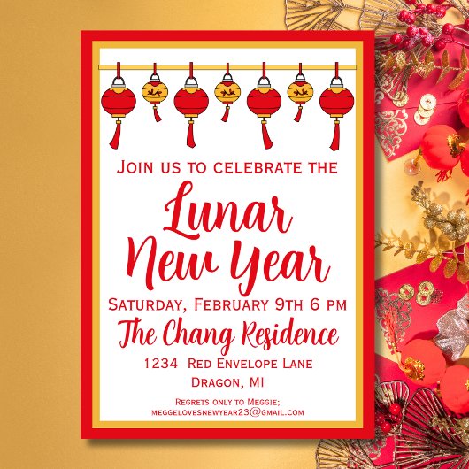 Lunar New Year Lantern Chinesisches Neujahr Einladung