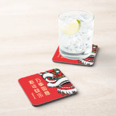 Lunar New Year Lion Dance Hard plastic coaster Getränkeuntersetzer (Rechte Seite)
