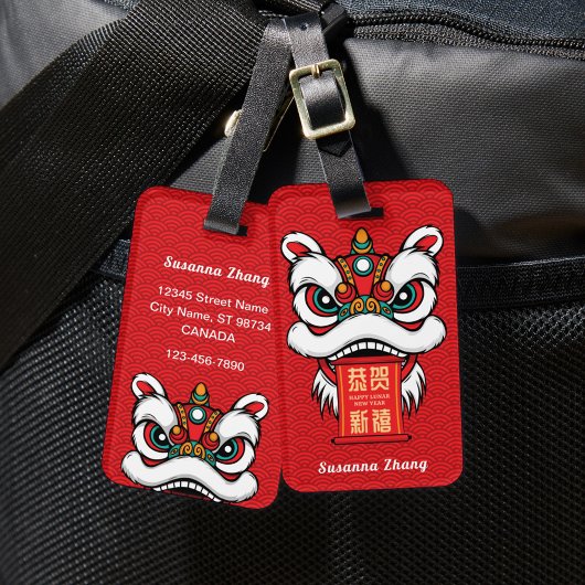 Lunar New Year Lion Dance with Banner Gepäckanhänger