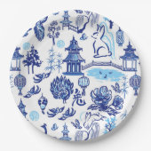 Lunar New Year Rabbit Chinoiserie Pappteller (Vorderseite)