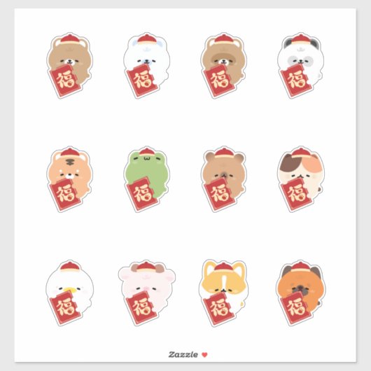Lunar New Year - Red Packet Fortune Aufkleber (Blatt)