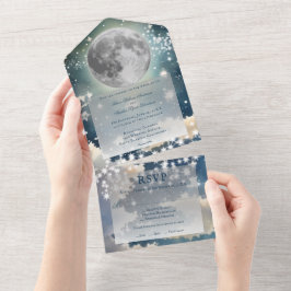 Lunar Night Sky Wedding All In One Einladung