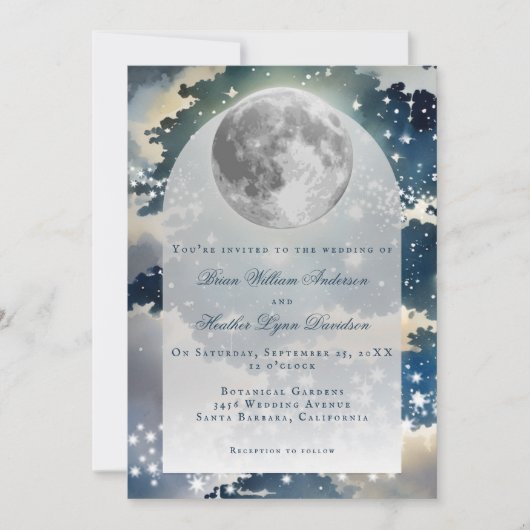 Lunar Night Sky Wedding Einladung (Vorderseite)