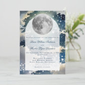 Lunar Night Sky Wedding Einladung (Stehend Vorderseite)