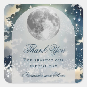 Lunar Night Sky Wedding Quadratischer Aufkleber